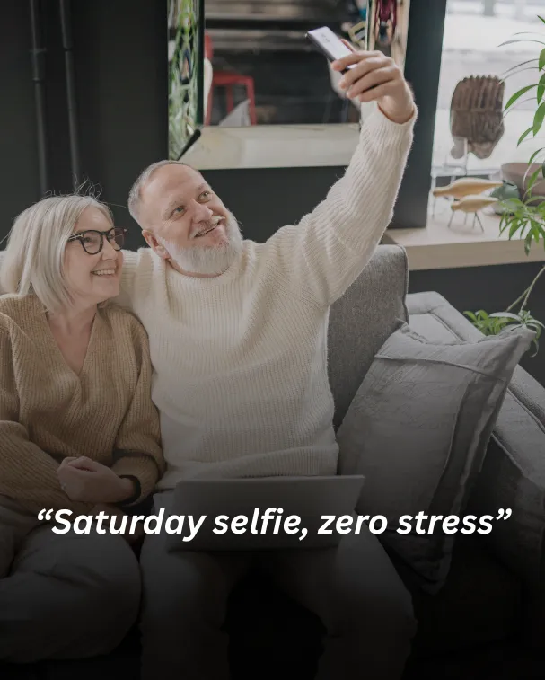 “saturday selfie, zero stress”