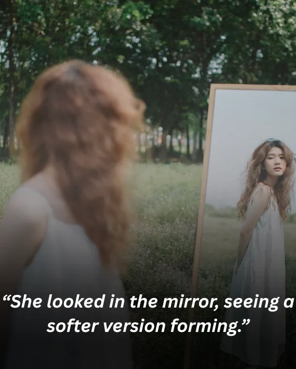 She looked in the mirror, seeing a softer version forming.