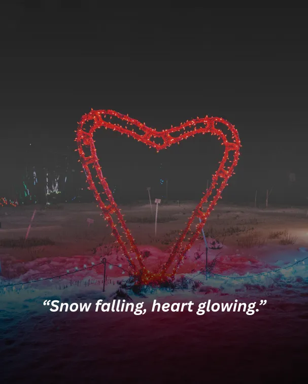 Snow falling, heart glowing.