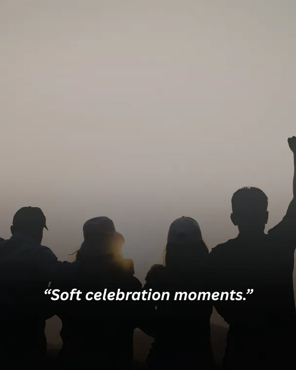 Soft celebration moments.